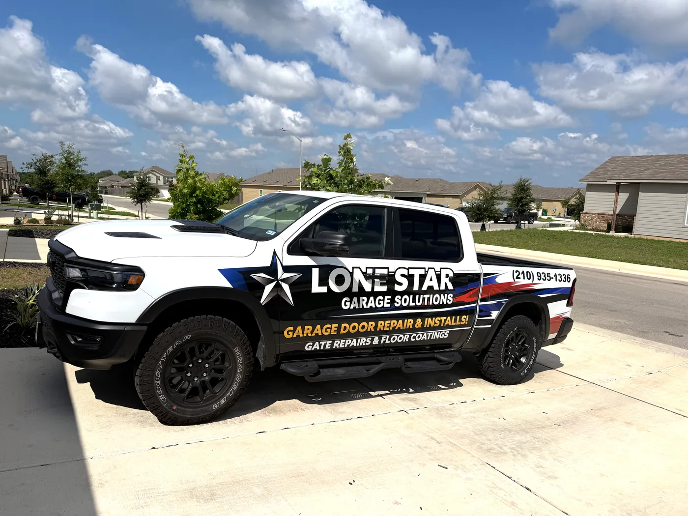Lone Star Garage Solutions service truck in New Braunfels TX